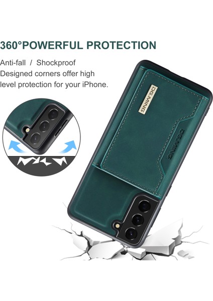 Samsung Galaxy S21 Fe-Green Için Kickstand ile Çıkarılabilir Cüzdan Tasarım Hibrit Kılıf (Yurt Dışından)