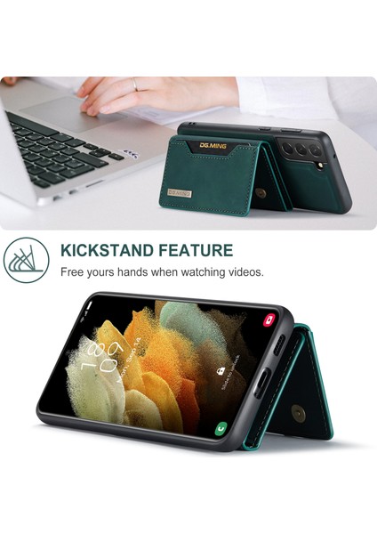 Samsung Galaxy S21 Fe-Green Için Kickstand ile Çıkarılabilir Cüzdan Tasarım Hibrit Kılıf (Yurt Dışından)