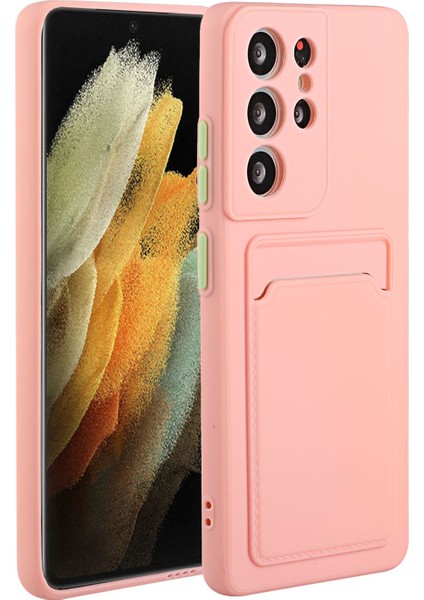 Samsung Galaxy S22 Ultra 5g Yumuşak Tpu Için Kart Tutucu-Pembe (Yurt Dışından)