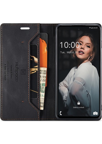 Samsung Galaxy A72 4g/5g Damla Kanıtı Retro Mat Deri Deri Cüzdan Flip Stand Kapağı Rfıd Blowantıce Manyetik Kapatma Kabuk Black (Yurt Dışından) fiyatları
