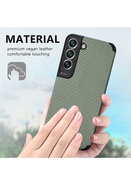 Samsung Galaxy S21 Fe 5g Fiber Doku Telefon Kapağı Pu Deri Kaplamalı Taşıma Karşıtı Pvc+Yumuşak Tpu Koruyucu Kılıf Yeşili (Yurt Dışından)