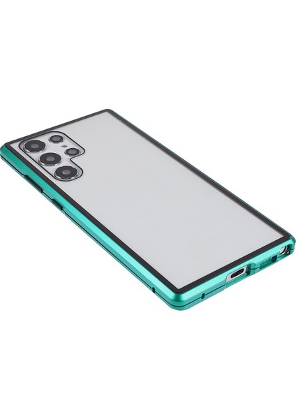 Samsung Galaxy S22 Ultra 5g 360 Derece Iyi Korunmuş Metal Tampon+Çift Taraflı Temperli Cam Anti-Çizelge Manyetik Telefon Kapak Yeşili (Yurt Dışından)