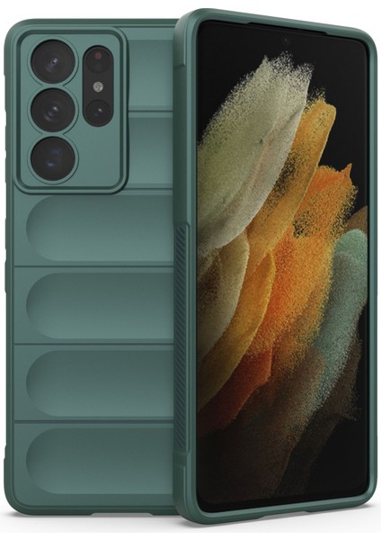 Samsung Galaxy S21 Ultra 5g Için Sağlam Telefon Kılıfı, Dalgalı Koruma Koruma Hassas Kesim Tpu Kapak Yeşil (Yurt Dışından)