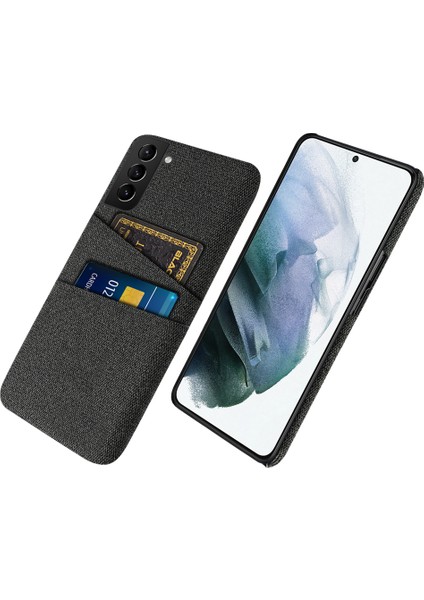 Samsung Galaxy S22 Için 5g Akıllı Telefon Kılıf Dokusu Çok Fonksiyonlu Çift Kart Yuvaları Bez+Pc Telefon Geri Kapak Black (Yurt Dışından)