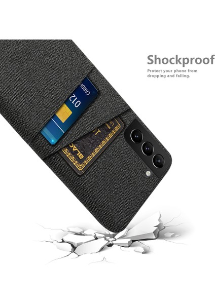 Samsung Galaxy S22 Için 5g Akıllı Telefon Kılıf Dokusu Çok Fonksiyonlu Çift Kart Yuvaları Bez+Pc Telefon Geri Kapak Black (Yurt Dışından) fırsatları