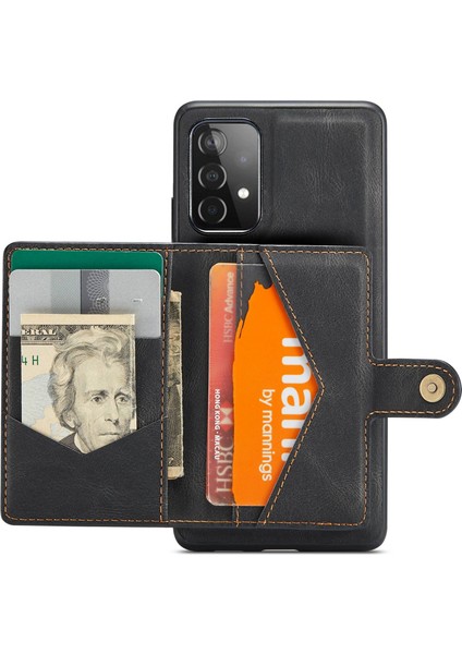 Samsung Galaxy A32 4g (Ab Versiyonu) Çıkarılabilir Manyetik Emilim Cüzdan Telefon Kapağı Kickstand-Black ile Deri Kaplamalı Tpu Kılıfı (Yurt Dışından)