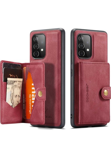 Samsung Galaxy A32 5G/M32 5g Manyetik Cüzdan Telefon Kapağı Çıkarılabilir Deri Kaplamalı Tpu Kickstand Telefon Kasası (Yurt Dışından)