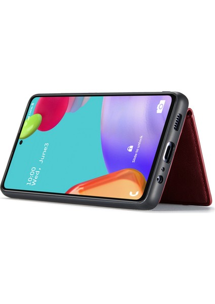 Samsung Galaxy A32 5G/M32 5g Manyetik Cüzdan Telefon Kapağı Çıkarılabilir Deri Kaplamalı Tpu Kickstand Telefon Kasası (Yurt Dışından)