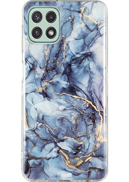 Samsung Galaxy A22 5g (Ab Versiyonu) Yumuşak Tpu Telefon Geri Kapak Imd Mermer Desen Koruyucu Case-Grey (Yurt Dışından)