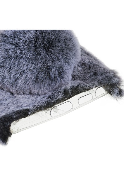 Samsung Galaxy S22 Ultra 5g Sevimli 3D Tavşan Kulakları Kürklü Kış Sıcak Kasa Yumuşak Tpu Koruyucu Telefon Kapağı Glitter Rhinestone Bowknot-Dark Gri (Yurt Dışından) fırsatları