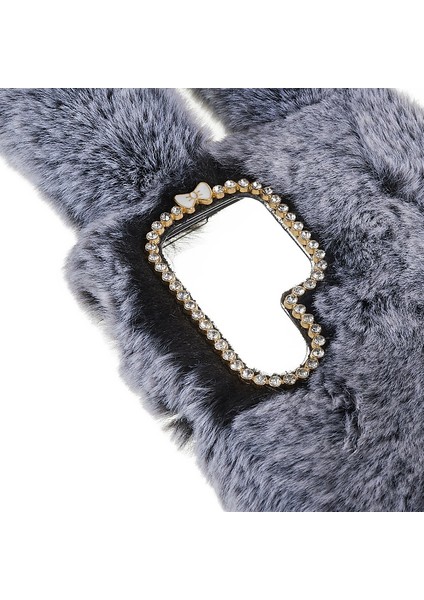 Samsung Galaxy S22 Ultra 5g Sevimli 3D Tavşan Kulakları Kürklü Kış Sıcak Kasa Yumuşak Tpu Koruyucu Telefon Kapağı Glitter Rhinestone Bowknot-Dark Gri (Yurt Dışından) indirimleri
