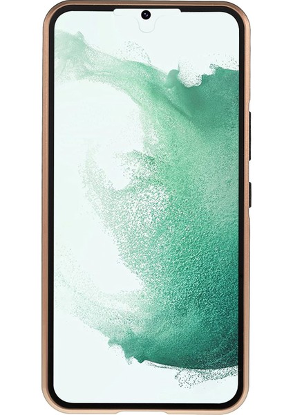 Samsung Galaxy S22+5G 360 Derece Her Şey Dahil Koruma Metal Tamponu+Çift Taraflı Temperli Cam Şok Geçirmez Telefon Kapağı Manyetik Kapatma-Altın (Yurt Dışından)