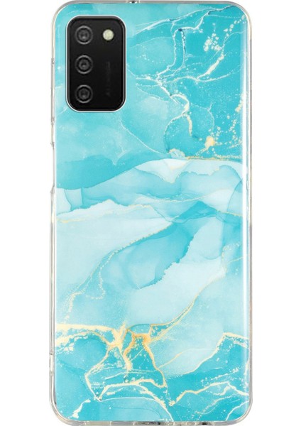 Samsung Galaxy A02S (164.2X75.9X9.1MM) Esnek Tpu Telefon Geri Kapağı Imd Mermer Desen Şok Geçirmez Vaka-Yeşil (Yurt Dışından)