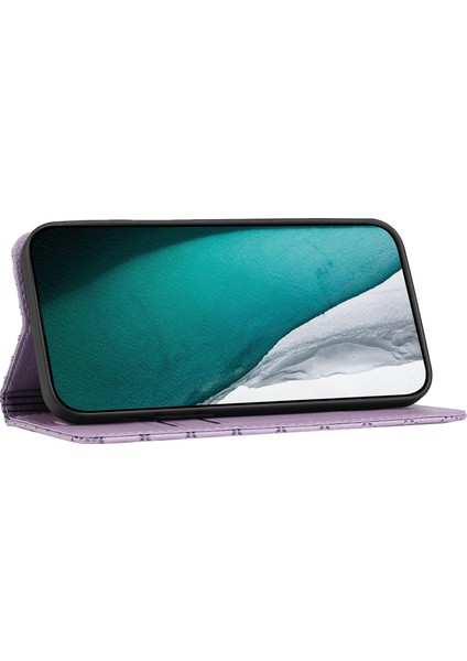 Samsung Galaxy S21 Fe 5g Rhombus Için Kabartma Litchi Doku Doku Telefon Damla Koruma Kılıfı Rfıd Blowantıng Pu Deri Flip Stand Cüzdan Kapak-Purple (Yurt Dışından)