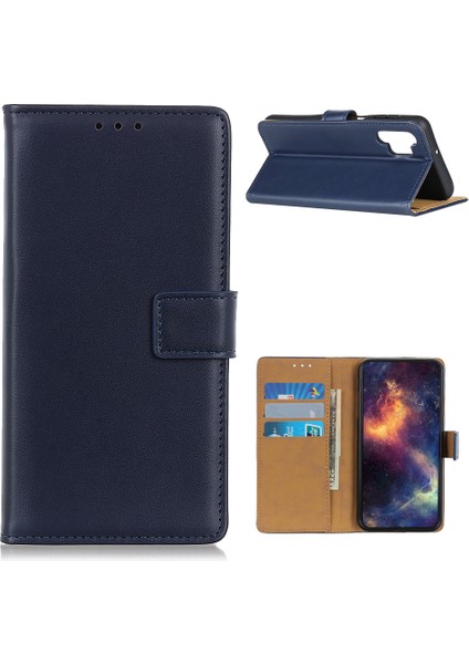 Samsung Galaxy A32 5G/M32 5g Kapak Cüzdan Stand Flip Deri Telefon Kart-Dark Koyu Mavi (Yurt Dışından)