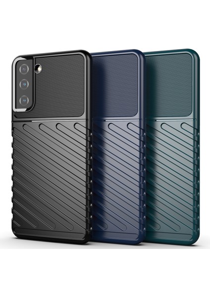 Samsung Galaxy S21 Için Thunder Serisi Twill Texture Yumuşak Tpu Telefon Kabuğu Plus 5g-Blue (Yurt Dışından)