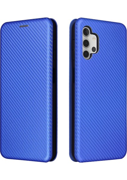 Samsung Galaxy A32 5G/M32 5g-Blue Için Karbon Fiber Deri Otomatik Emici Kasa (Yurt Dışından)