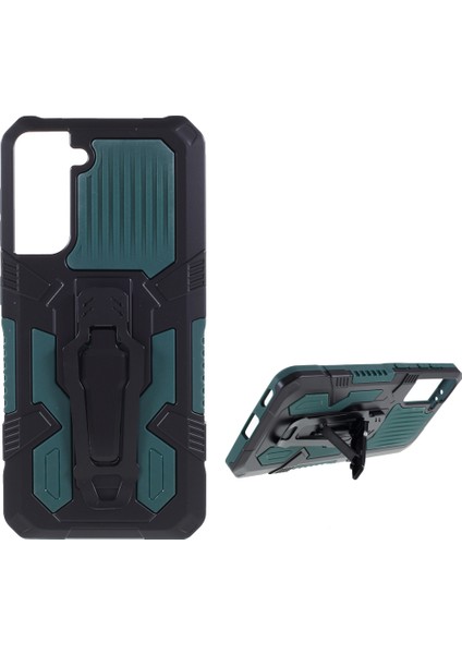 Samsung Galaxy S21 Için Kickstand+Dahili Manyetik Metal Sac ile Plastik+Tpu+Metal Hibrit Koruyucu Kılıf (Yurt Dışından)
