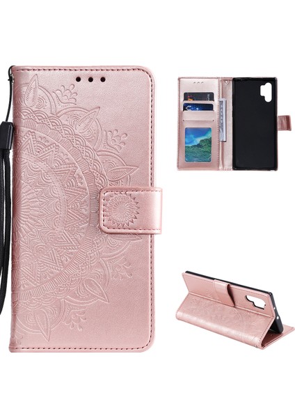 Basılı Mandala Çiçek Cüzdan Stand Samsung Galaxy A32 5g-Rose Altın Için Kayış ile Deri Kılıf (Yurt Dışından)
