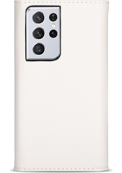 Samsung Galaxy S21 Ultra 5g Fermuar Cüzdan Telefon Kılıfı Deri Stand Telefon Kapak Kabuğu Kısa/uzun Kayış-Beyaz (Yurt Dışından) modelleri