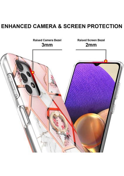 Dayanıklı Sarı Sarı Imd Hafif Mermer Desen Esnek Tampon Tpu Samsung Galaxy A32 5G/M32 Için Ring Kickstand ile Telefon Kılıfı (Yurt Dışından) fiyatları
