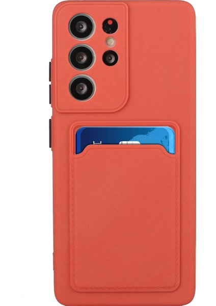Samsung Galaxy S21 Ultra 5g-Coral Için Kart Yuvası ile Kalite Tpu Telefon Kılıfı (Yurt Dışından)