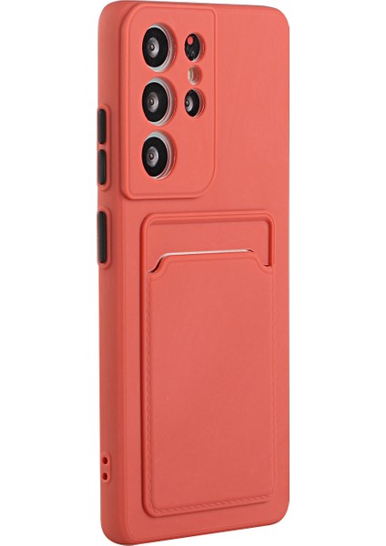 Samsung Galaxy S21 Ultra 5g-Coral Için Kart Yuvası ile Kalite Tpu Telefon Kılıfı (Yurt Dışından)