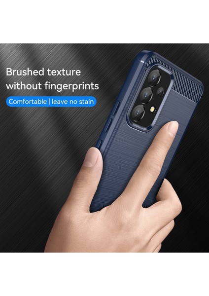 1.8mm Karbon Fiber Doku Tpu Kasa Hava Yastığı Tasarımı Fırçalanmış Yüzey Telefon Koruyucu Kapak Samsung Galaxy A53 5g-Mavi (Yurt Dışından) modelleri