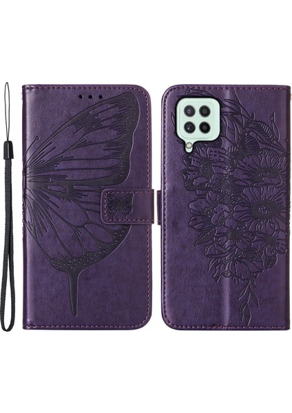 Baskı Kelebek Çiçek Deseni Cüzdan Stand Samsung Galaxy A22 4g (Ab Versiyonu) Için Deri Telefon Kaplama Çantası (Yurt Dışından)
