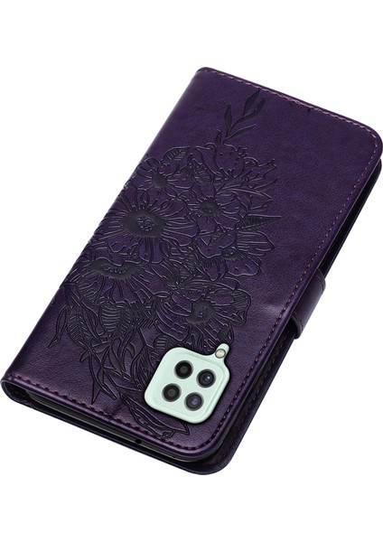 Baskı Kelebek Çiçek Deseni Cüzdan Stand Samsung Galaxy A22 4g (Ab Versiyonu) Için Deri Telefon Kaplama Çantası (Yurt Dışından)