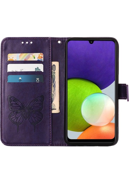 Baskı Kelebek Çiçek Deseni Cüzdan Stand Samsung Galaxy A22 4g (Ab Versiyonu) Için Deri Telefon Kaplama Çantası (Yurt Dışından)