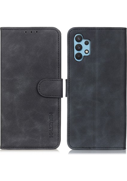 Samsung Galaxy A32 4g Için Khazneh Cüzdan Tasarım Telefon Kılıfı, Retro Style Pu Deri Deri Şok Geçirmez Flip Kapak Stand-Black (Yurt Dışından)