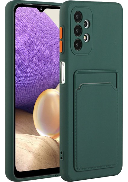 Samsung Galaxy A52 4G/5G/A52S 5g-Dark Green Için Kart Tutucu Kapağı ile Iyi Korumalı Yumuşak Tpu Telefon Kılıfı (Yurt Dışından)