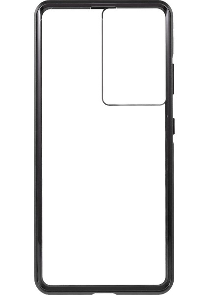 Samsung Galaxy S21 Ultra 5g-Black Için Çift Yan Temperlenmiş Cam Telefon Kılıflı Manyetik Kilit Kurulum Metal Çerçeve (Yurt Dışından) modelleri
