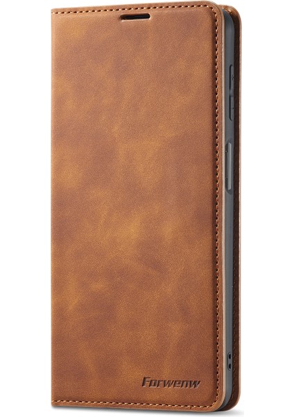 Samsung Galaxy A32 5G/M32 5g-Brown Için Fantasy Serisi Skin Duygu Deri Kılıf (Yurt Dışından)