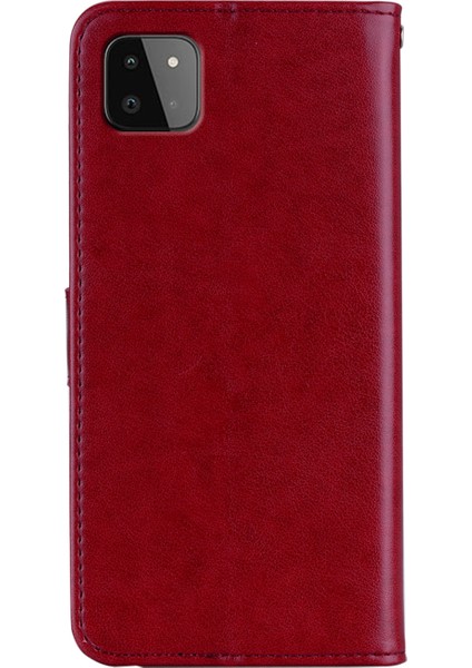 Samsung Galaxy A22 5g (Ab Versiyonu) Için Baskı Çiçek Baykuşu Desen Standı Telefon Deri Cüzdan Kapağı (Yurt Dışından)