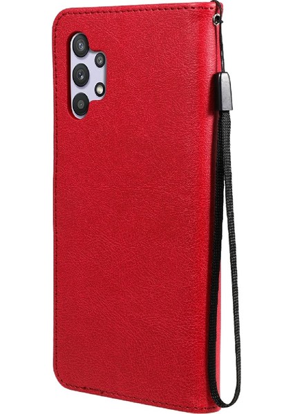 Samsung Galaxy A32 5G/M32 5g-Red Için Kayışlı Kaliteli Deri Cüzdan Telefon Kasası (Yurt Dışından)