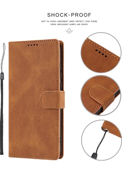 Anti-Drop Fantasy Klasik Deri Kılıf Telefon Stand Samsung Galaxy A32 4g (Ab Versiyonu) -Brown (Yurt Dışından)
