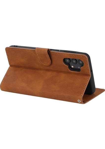 Anti-Drop Fantasy Klasik Deri Kılıf Telefon Stand Samsung Galaxy A32 4g (Ab Versiyonu) -Brown (Yurt Dışından)