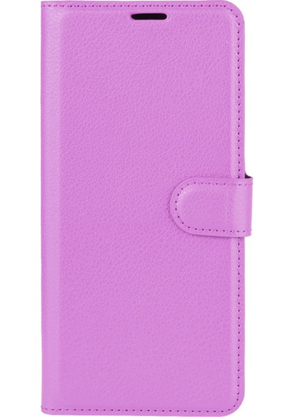 Folio Flip Anti-Cratch Litchi Cilt Deri Cep Telefonu Cüzdan Standı Kapak Kasa Samsung Galaxy A32 4g (Ab Versiyonu) -Purple (Yurt Dışından)
