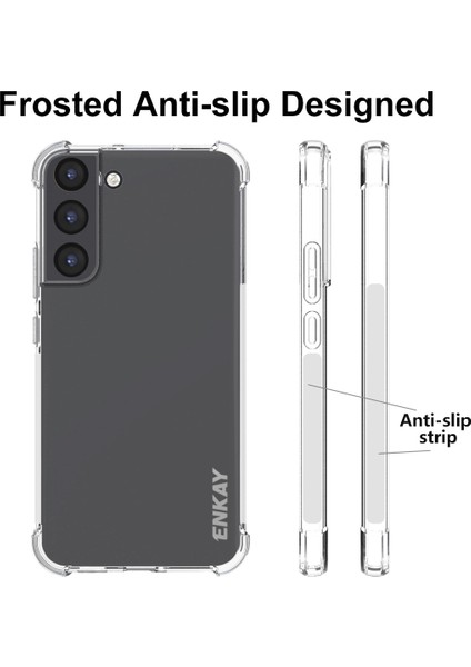 Seviksiz Crystal Clear Tpu Kapak Kalınlaştırılmış Köşeler Samsung Galaxy S22+5G Için Kayma Önleyici Şeridi ile Telefon Kasası (Yurt Dışından)