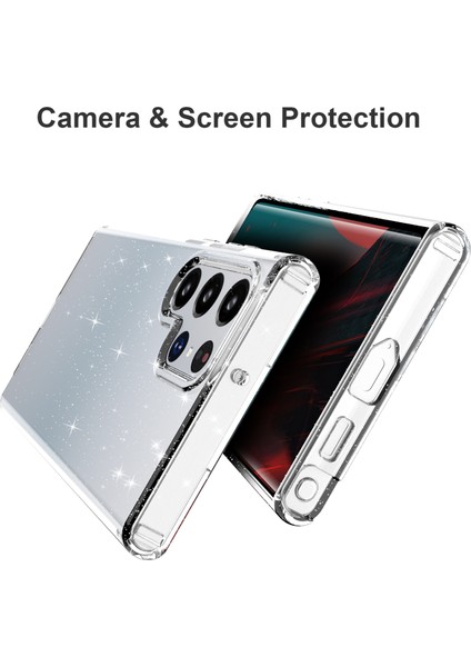 Samsung Galaxy S22 Ultra 5g GW18 Şık Şok Geçirmez Işıltılı Payetler Tpu Telefon Kasası Kabuk-Şeffaf (Yurt Dışından) fiyatları