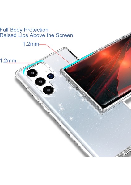 Samsung Galaxy S22 Ultra 5g GW18 Şık Şok Geçirmez Işıltılı Payetler Tpu Telefon Kasası Kabuk-Şeffaf (Yurt Dışından) modelleri