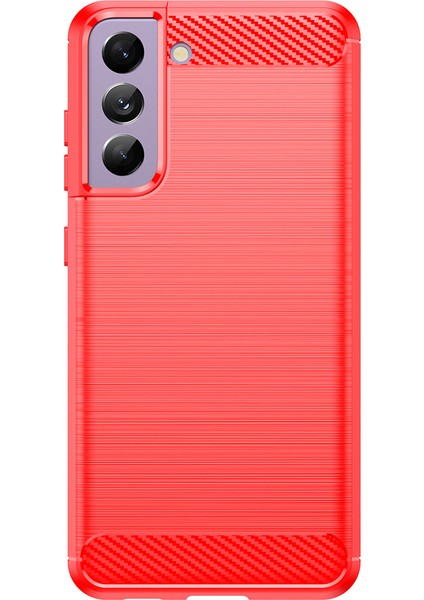Samsung Galaxy S21 Fe 5G/S21 Fan Edition, 1.8mm Fırçalanmış Yüzey Karbon Fiber Dokusu Yumuşak Arka Koruyucu Kapak Kırmızısı Için Isı Dağılması Tpu Kasası (Yurt Dışından)