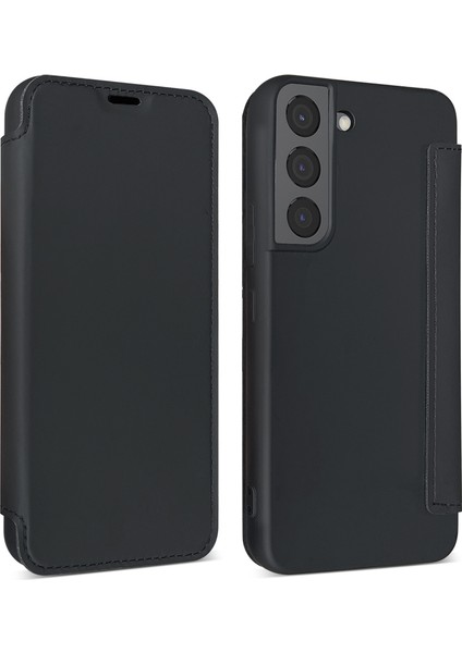 Samsung Galaxy S22+5G Cilt Touch Hissed Hisset Sıvı Silikon Kılıf Anti-Fall Anti-Cep Telefonu Kapak Black (Yurt Dışından)