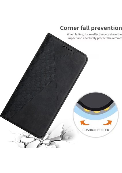 Sonbahar Anti Geometrik Desen Manyetik Deri Telefon Kılıfı Samsung Galaxy A32 5G/M32 5g-Black Için (Yurt Dışından)