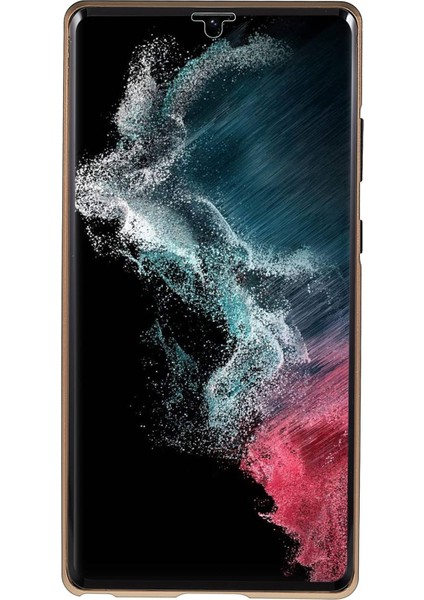 Samsung Galaxy S22 Ultra 5g 360 Derece Iyi Korunmuş Metal Tampon+Çift Taraflı Temperli Cam Anti-Çizelge Manyetik Telefon Kapağı-Altın (Yurt Dışından)