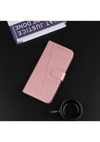 Samsung Galaxy S21 Fe-Pink Için Stand ile Kısa Deri Telefon Kapağı Cüzdan Kılıfı (Yurt Dışından)