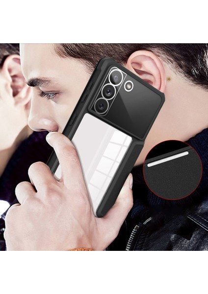 Samsung Galaxy S21+5G Iş Stili Pu Deri+Tpu+Pc Telefon Koruma Kabuk Kart Yuvası Tasarımı Manyetik Emilim Stand Flip Cover-Red (Yurt Dışından)