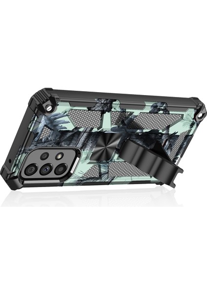 Samsung Galaxy A53 5g Askeri Sınıf Zırh Hibrid Pc+Tpu Şok Geçirmez Kamuflaj Kapağı ile Kickstand-Mavi ile Ince Telefon Kasası (Yurt Dışından)